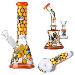 Mini bijenstijlen Hookahs rechte buiswaterpijpen kleine olie dab rigs 14 mm vrouwelijke gewricht met kom glazen bekergelten rookpijp