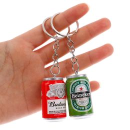 Mini lata de cerveza llavero resina creativa llave cadena mini botella de bebida llavero para hombres para mujeres regalo colgante