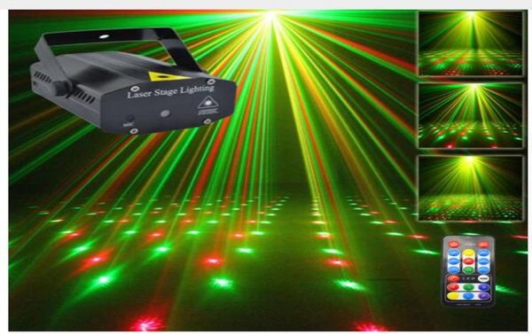 Mini carcasa negra portátil IR remoto rojo verde proyector láser luces DJ KTV hogar fiesta de Navidad Dsico iluminación LED para escenario I100B4418083