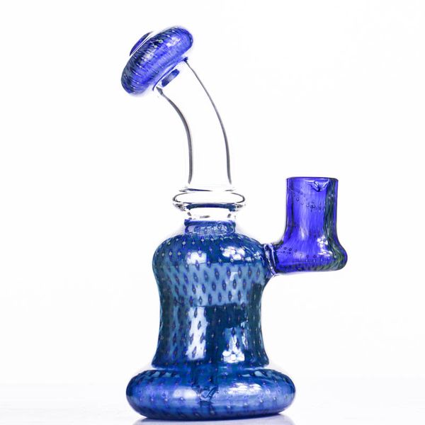 Mini Bongs de agua de vidrio azul con cuenco y pipas de agua de cuarzo Tubos bulit-in Perc Heady Pipe cera Oil Rigs pequeño burbujeador bong