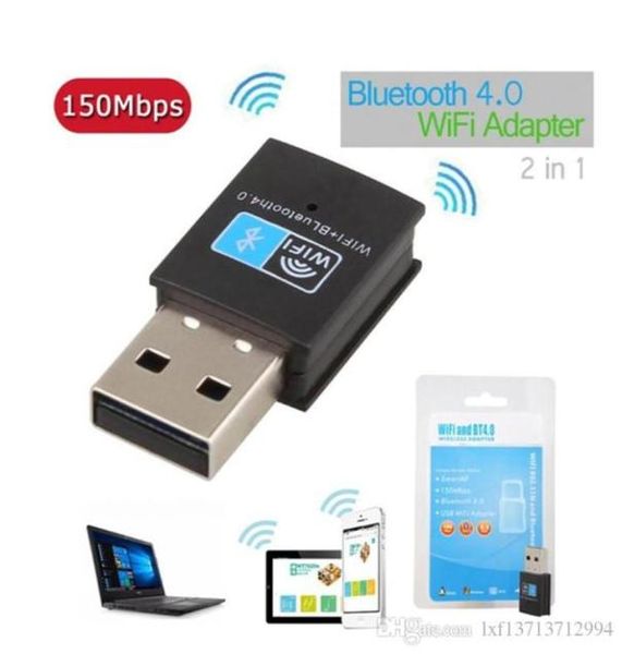 Mini Bluetooth 40 Adaptateur USB Ajouter une carte réseau WiFi 150 Mbps WiFI à 150 Mbps 80211NGB pour Windows Linux Android Systems8258078