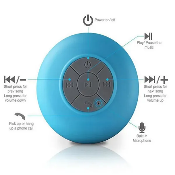 Mini Altavoz Bluetooth Ultrafino Portátil Impermeable Inalámbrico Manos libres Altavoz Succión Mp3 Reproductor de música Altavoz para duchas Baño Piscina Coche