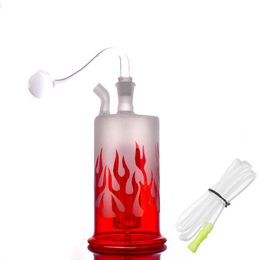 Mini Bouteille Verre Bécher Bong Sablage Feu Blaze Dab Rig Eau Bongs matrice perc Recycleur Cendrier Portable pour Voyage Dhl Gratuit