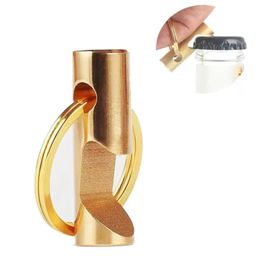 Mini Bottle Openers Brass Whistle Gold Pure Key Pendant Beer Opener Outdoor High Pitched Life Saving Tool LK422