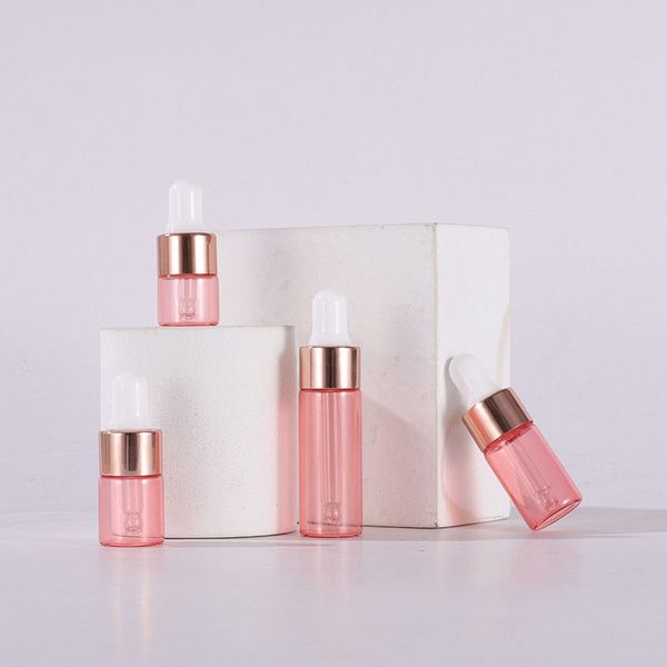 Mini botellas con tapa de oro rosa 1 ml 2 ml 3 ml 5 ml Botellas cuentagotas vacías de aceite esencial