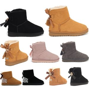 Mini Bow Australische kinderlaarzen Klassieke meisjesschoenen Peuter Kinderen Winter Sneeuwlaars Wggs II Baby Kid Jeugd lelijk Chestnut Black Furry Bailey Warm Grey Sneakers 21-35