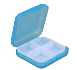 Mini boîte à pilules Portable carrée en plastique poncé à 4 compartiments avec couvercle 1222182