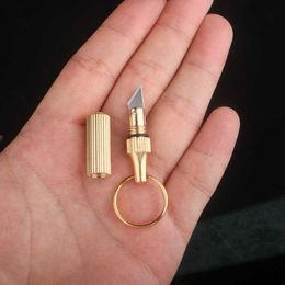 Mini couteau de poche à Capsule en laiton, couteau de survie Portable, outils EDC, porte-clés, survie en plein air, Mini outil de coupe de poche d'urgence