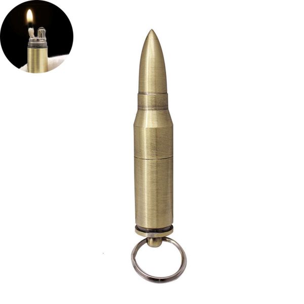 Mini Bullet Light Key Chain Rechargeable Flame Kerosène Huile Light Cigarette Lighters Outdoor Tool Men Gadget