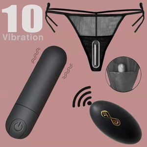 Mini Bullet Vibrator Voor Vrouwen 10 Modi Ondergoed Draadloze Afstandsbediening Clitoris Massage Opladen Volwassen Vrouwelijke Seksspeeltjes 240227