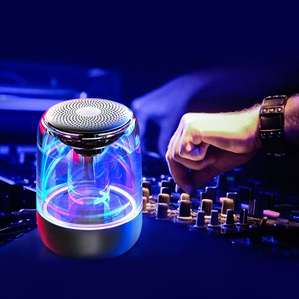 Mini C7 Bluetooth haut-parleur Wirless coloré en verre clair carte subwoofer TF 32Go de mémoire 12H réveil Endurance haut-parleur Bluetooth