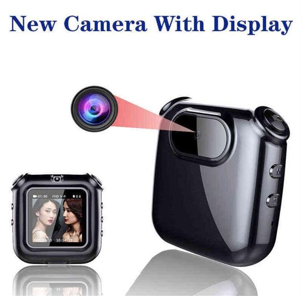 Mini cámara con pantalla 1080p FHD Audio Video Voice PO Recordadora DV Camina portátil Collar Camiseta de cámara Pandent H22044618131