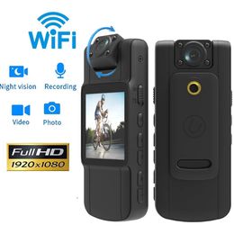 Minicamera met HD IPS-scherm180°draaibare lens en achterclip Volledig lichaam gedragen cameraWearablePocket Bodycam Camcorder 240106