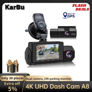 Mini cámaras Dash Cam Cámara dual 4K para grabadora de video para automóvil UHD Visión nocturna Dashcam GPS 24h Monitor de estacionamiento 170 ° FOV 2 Unidades DVR Registrador 230826