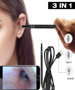 Mini caméras oreille otoscope Megapixels Scope Inspection Caméra 3 en 1 USB Endoscope Digital Earwax Nettoying Tool avec 6LED3497171