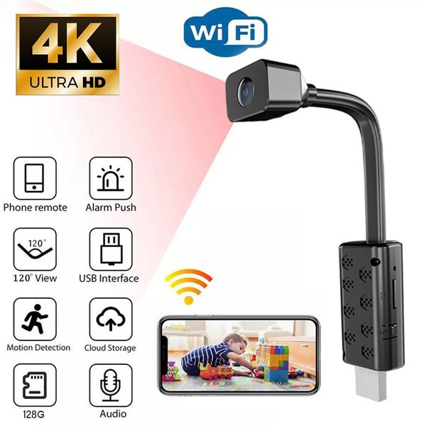 Mini caméras Mini caméra HD 4K Wifi IP Micro caméscope Portable Module sans fil prise en charge de l'enregistrement vidéo vue à distance caméra P2P caméra secrète 230824