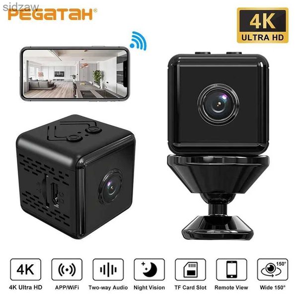Mini caméras pegatah mini caméra wifi 4k HD HD Home Safety Camera Vision Night Micro Camerie Motion Détection vidéo Télécommande Monitor WX