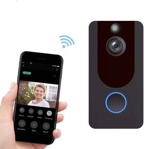 Mini cámaras QZT Eken V7 Video Timbre Cámara IP WIFI 1080P Inalámbrico Anillo inteligente Intercomunicador Seguridad para el hogar Ojo de puerta 231025