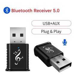 Mini adaptador de coche 3.5aux receptor comunicación estéreo USB Bluetooth salida dual