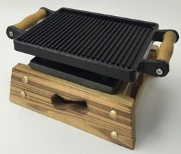 Mini Cast Iron Barbecue Stove BBQ Grill for Home Picnic Restaurant El Teppanyaki 024275103981045993
