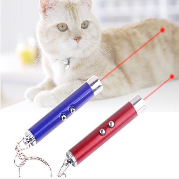 Mini Cat Red Laser Pen Key Chain Funny LED LID Light Pet Toys Keychain Pointer Pens Keyring for Cats Training Play Toy Flight