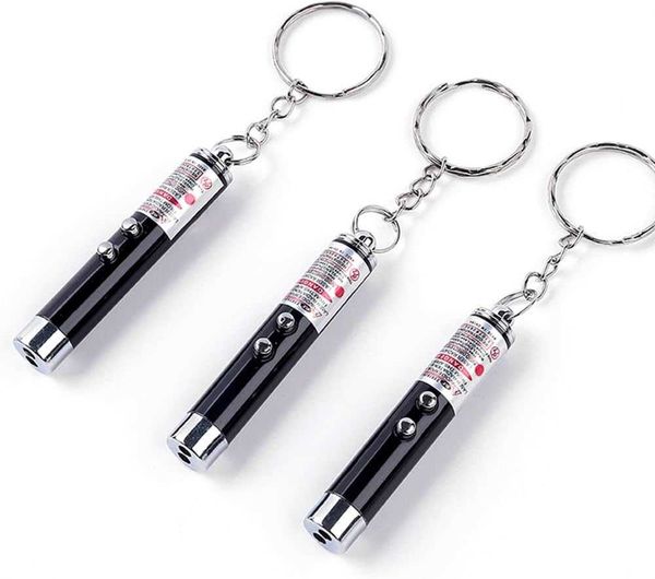 Mini chat jouets pointeur laser stylo porte-clés lampe de poche drôle chien bâton lampe pour animaux de compagnie lumière blanche LED bouton infrarouge électronique incluse (6 couleurs