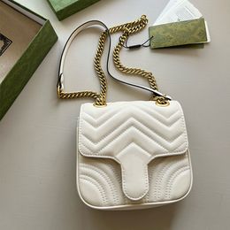 Mini -kettingtas Cross Body Body Vrouwen gewatteerde handtas schouder teen tassen ontwerper luxe dames flap koppelingsporta echt lederen dubbele klassieke letter buckle 739682