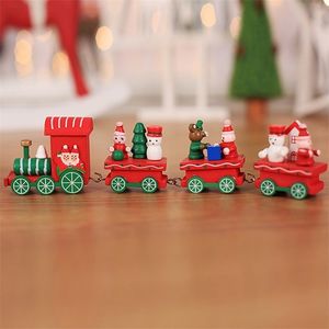 Mini Christmas Decoratie houten trein speelgoed thuis decor Xmas cadeau Kinderen baby speelgoedvoertuigen kinderen auto santa decor#35 y201020