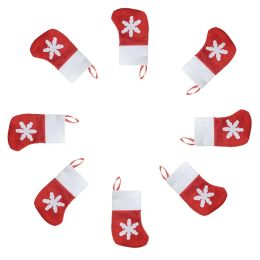 Mini bas de noël Design neige, décorations mignonnes pour la maison, chaussettes de noël, sac cadeaux de noël, cuillères, fourchettes