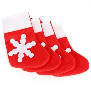 Mini calcetín navideño, bolsa de cubiertos de copo de nieve, decoraciones para el hogar, cuchillo, tenedor, vajilla, bolsa de regalo de Navidad