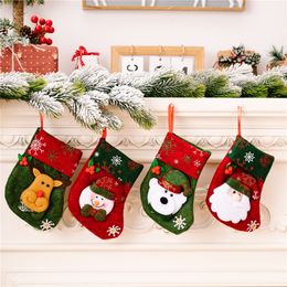 Mini medias de Navidad Adornos para árboles de Navidad Decoraciones Papá Noel Muñeco de nieve Reno Tarjeta de regalo Titulares de cubiertos PHJK2209