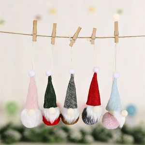 Mini Noël Fournitures Poupée Fête Feutre Forêt Vieil Homme Barbe Sans Visage Arbre Pendentif Rouge Vert Cap Salon Elfe Père Noël Cadeaux 2 2hb Q2