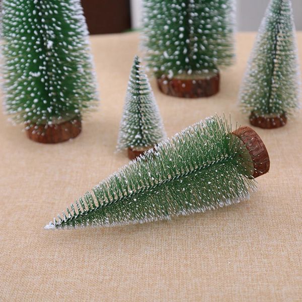 Mini árbol de Navidad con base de madera Pino miniatura reutilizable Pequeños árboles artificiales para la fiesta navideña de Navidad