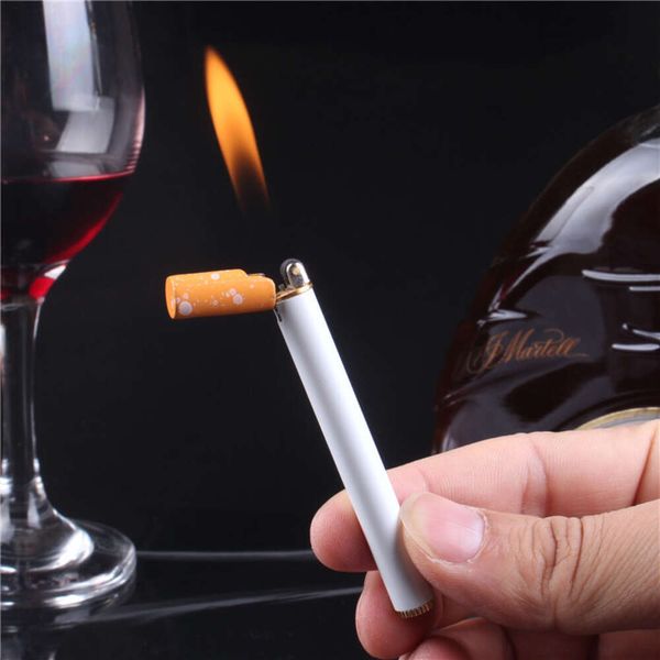 Mini Cigarette Shape Lighter Personalité créative Nouvelle flamme de broyage créatif unique Flame ouverte plus légère