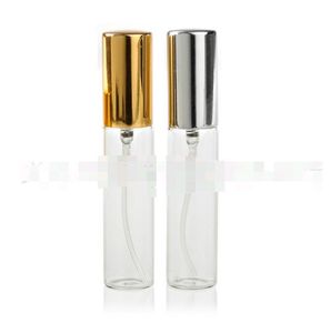 Mini Effacer 10gram / 10 ml 1/3 oz Atomiseur Fine Brume Verre Verre Bouteille de bouteille rechargeable parfum de parfum de parfum vide Bouteille de parfum avec or argent