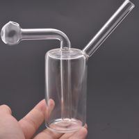 Mini br￻leur ￠ huile en verre transparent pipes ￠ eau Bong avec un ￩pais hobele