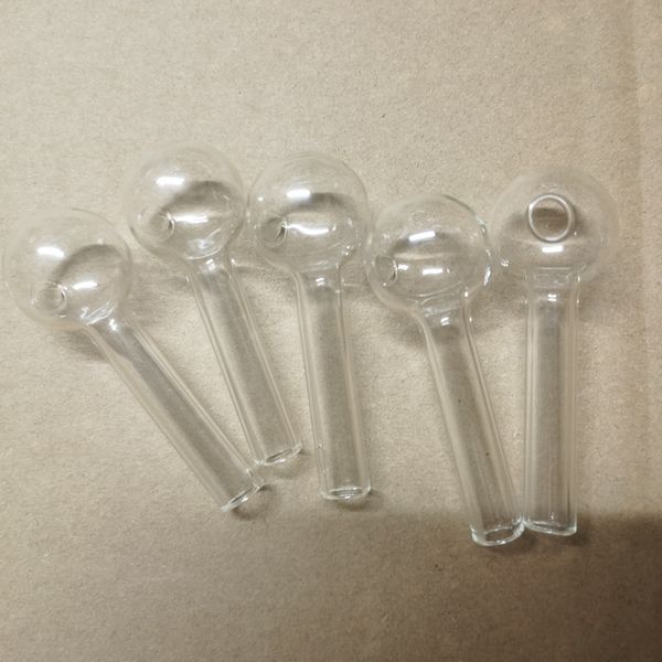 Mini tubo de vidrio transparente 7 CM 25 mm bola Aceite Quema de uñas Tubo gigante Pyrex Vidrio Quemador de aceite Tubo para fumar