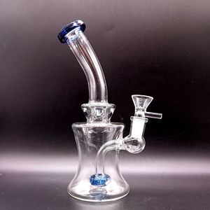 Las mini cachimbas de cristal transparente del agua Bong con las pipas que fuman de los aparejos del aceite de Perc del neumático azul