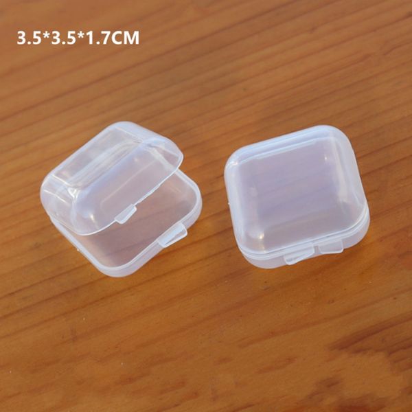 Mini plastique transparent bricolage carré vide stockage conteneurs boîte avec couvercles bijoux bouchons d'oreilles boîtes de rangement LK001149