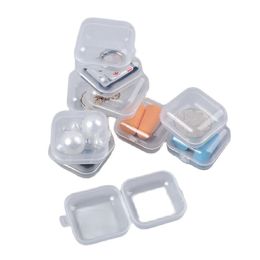 Mini doorzichtige plastic kleine doos sieraden oordoppen opbergdoos kas container kralen make -up transparante organisator