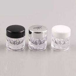 Mini-Glas mit klarem, rundem, kosmetischem Nagelglitzer zum Eintauchen von losem Puder mit Sieb, 1 g, Raute mit Ihrem Logo