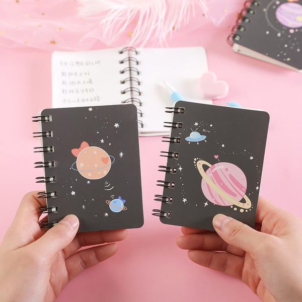 Mini Bloc de notas de bolsillo de bobina, cuadernos portátiles, cuaderno de bocetos de dibujos animados para estudiantes creativos, papelería coreana