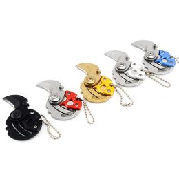 Mini Munt Draagbare Vouwen Mes Carry Tool Small Pocket Outdoor Survival Karambit Camping Roestvrij staal Opknoping Sleutelhanger