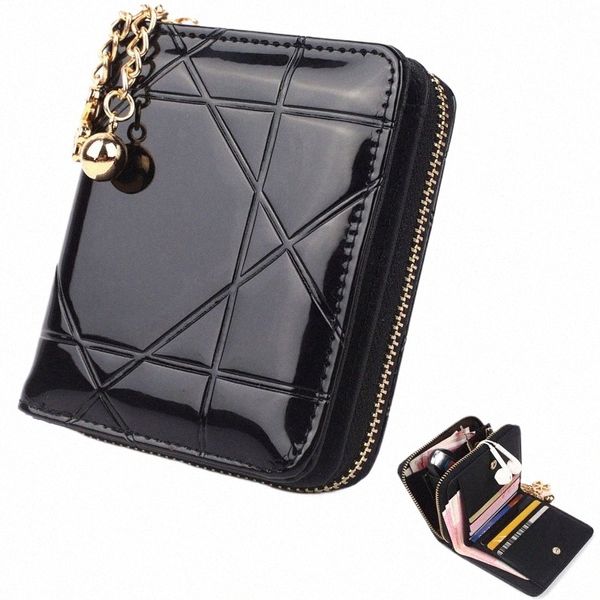 Mini Coin Purse Short 3 Pliage Small Wallet Women Femme CARDE HOLDER Étui Lady Patent Leather Case Mey Sac mignon portefeuille rose l1gw #