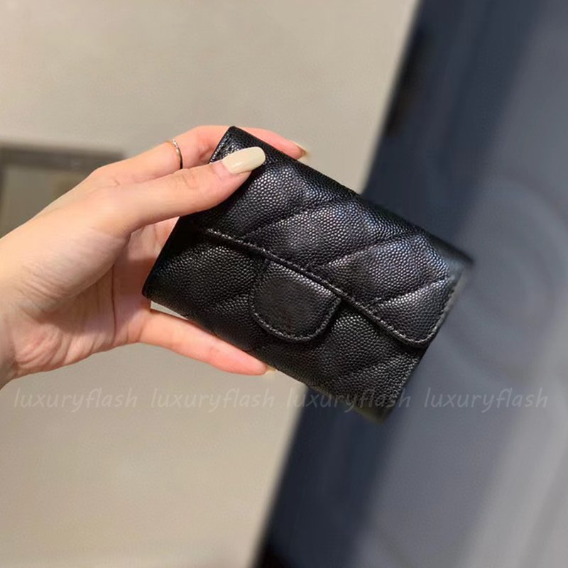 Mini portamonete Portafogli per donna Designer Moda Portafoglio corto Moda Classico Porta carte di credito Caviale Portamonete Tasca Borse Vera pelle