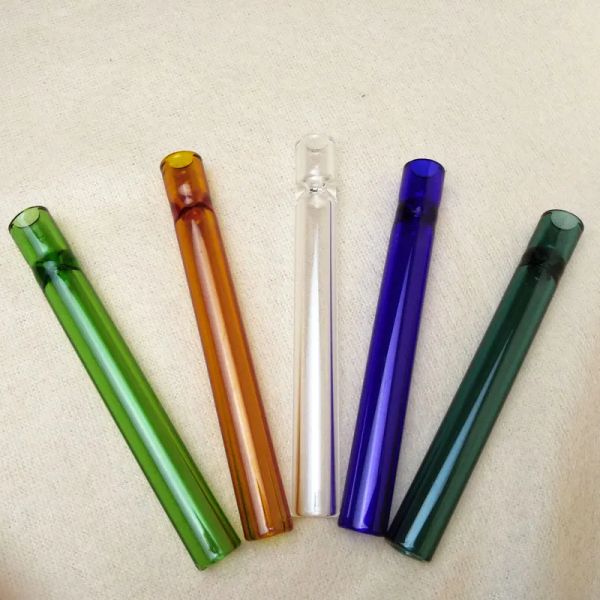 Mini tuyau de dégustation en verre coloré, pailles à boire, rouleau compresseur fait à la main, tuyaux de dégustation portables pour herbes sèches et tabac LL