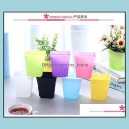 Mini Colorf Pots De Fleurs En Plastique Bureau Plantes En Pot Succents Pot Avec Plateau Carré Bonbons Couleurs Jardinières Jardin Maison Drop Delivery 2021 S