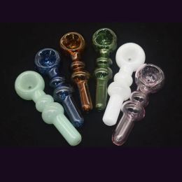 Mini colorido 12 cm cuchara de vidrio pipas para fumar gruesas y embriagadoras más nuevas calabazas hechas a mano tabaco pipa de hierba seca LL