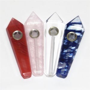 Mini pipa de fumar de cristal de amatista colorida Diseño innovador Fácil de limpiar Tubos de piedra de cuarzo portátiles Alta calidad Lujoso Hermoso color