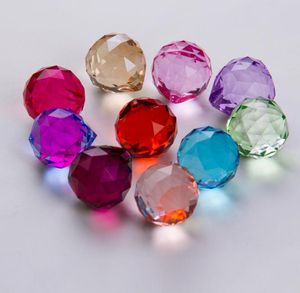 Mini perles de boule de cristal colorées 30MM pendentif en cristal avec trou percé pendentifs de cristaux suspendus pour rideau de perles accessoires de bijoux à bricoler soi-même SN2711